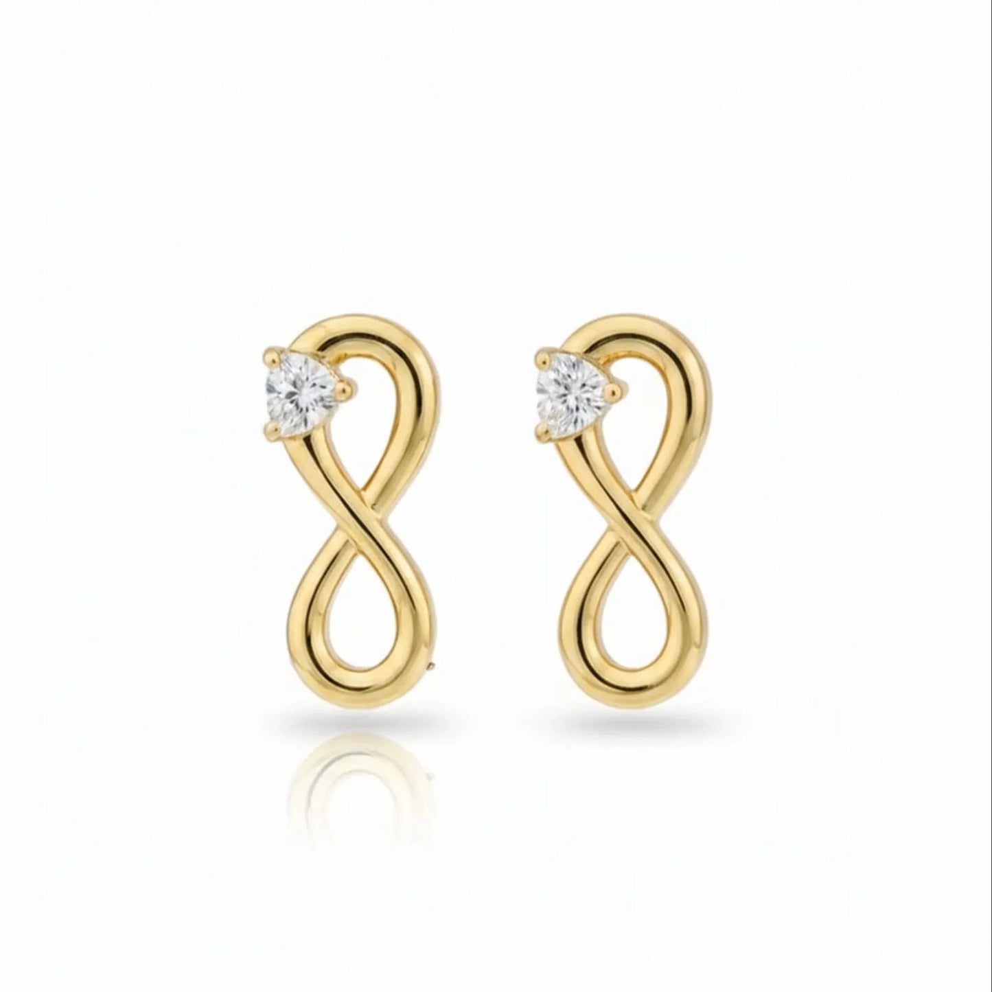18K Gold Plated Infinity White Zircon Stud Earrings - RACHIVA