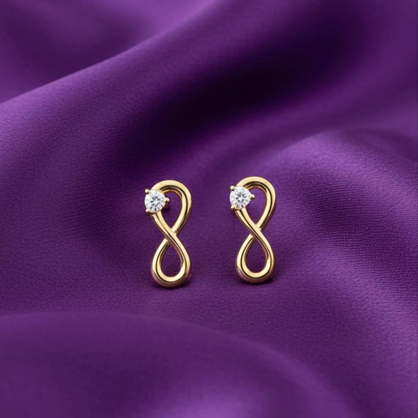 18K Gold Plated Infinity White Zircon Stud Earrings - RACHIVA