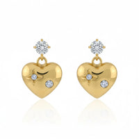 18K Gold Plated Heart Drop White Zircon Earrings - RACHIVA