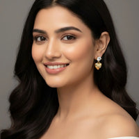 18K Gold Plated Heart Drop White Zircon Earrings - RACHIVA