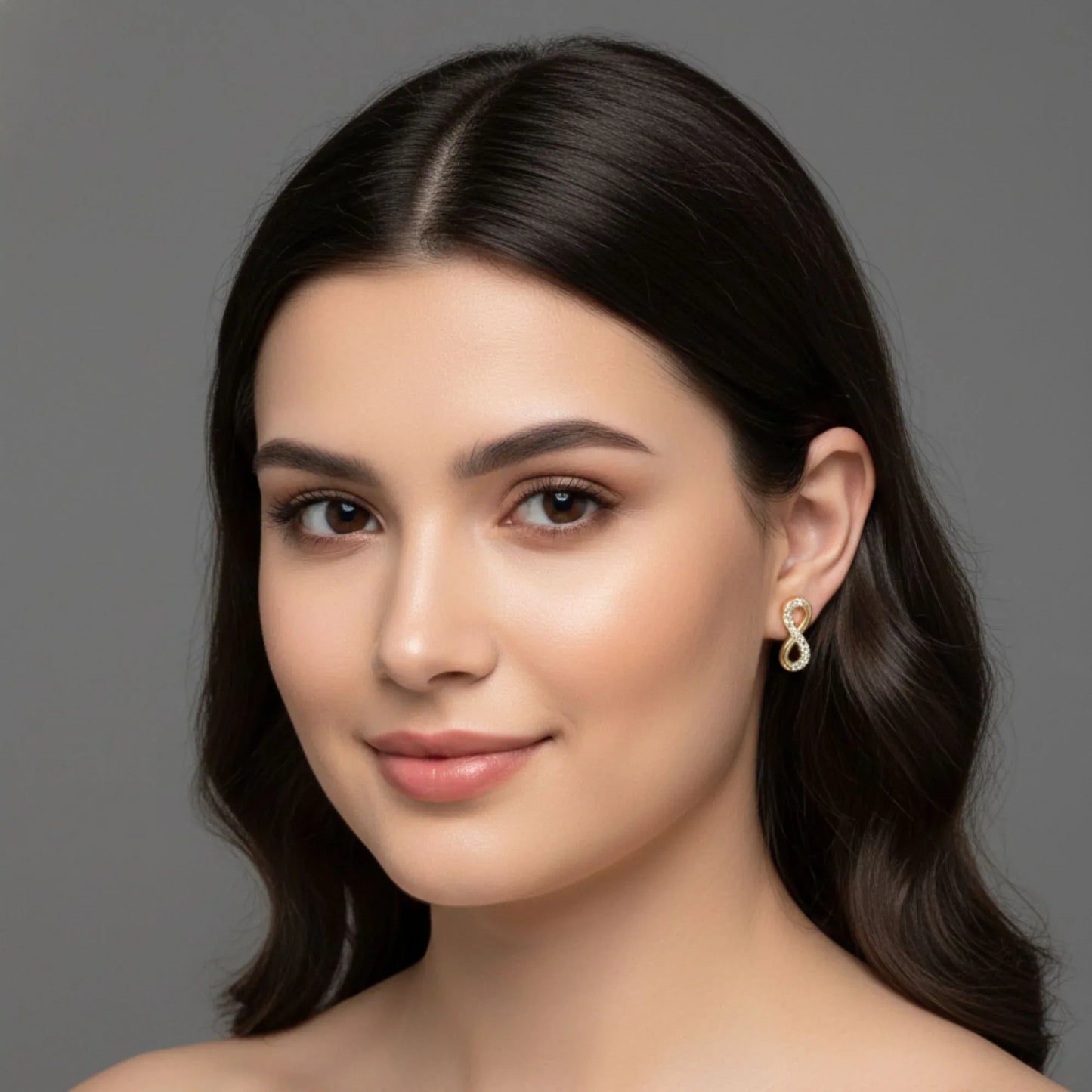 18K Gold Plated Pave Infinity Zircon Stud Earrings - RACHIVA