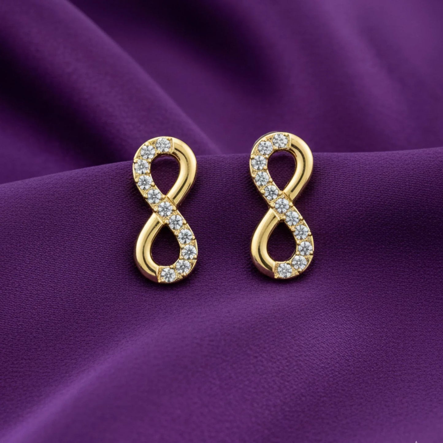 18K Gold Plated Pave Infinity Zircon Stud Earrings - RACHIVA