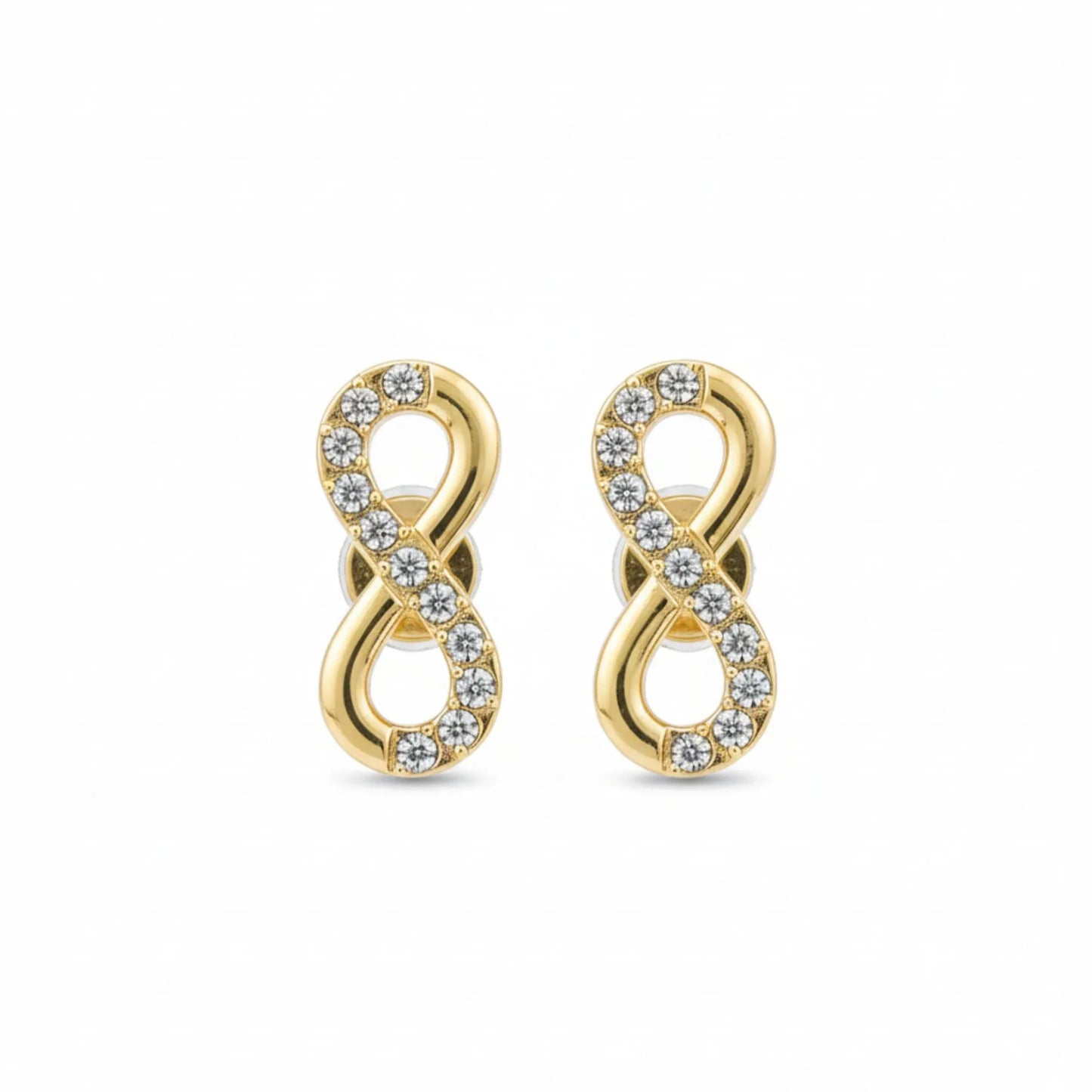 18K Gold Plated Pave Infinity Zircon Stud Earrings - RACHIVA
