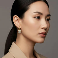 18K Gold Plated Heart White Zircon Hook Drop Earrings - RACHIVA