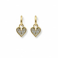18K Gold Plated Pave Heart White Zircon Huggie Earrings - RACHIVA