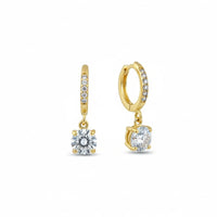 18K Gold Plated Classic Round White Zircon Drop Huggie Earrings - RACHIVA