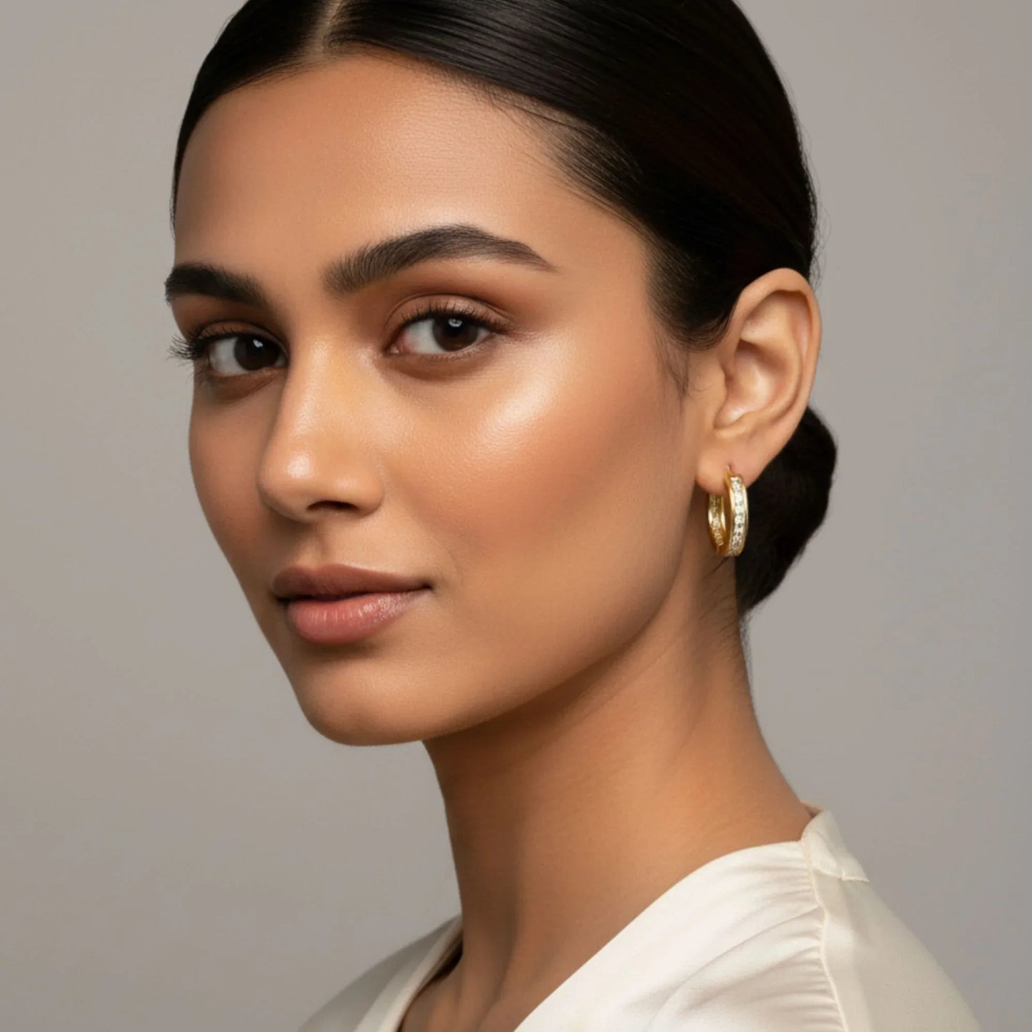 18K Gold Plated Baguette Zircon Channel Hoop Earrings - RACHIVA