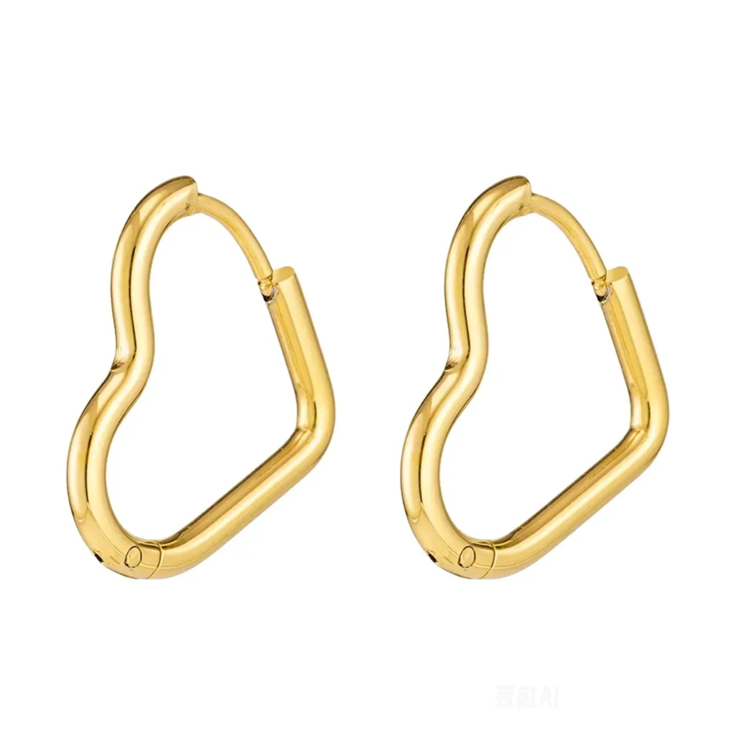 18K Gold Plated Abstract Heart Hoop Earrings - RACHIVA
