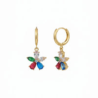 18K Gold Plated Floral Multicolor Drop Earrings - RACHIVA