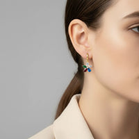 18K Gold Plated Floral Multicolor Drop Earrings - RACHIVA