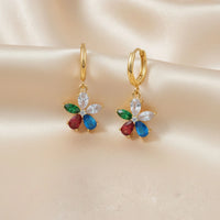 18K Gold Plated Floral Multicolor Drop Earrings - RACHIVA