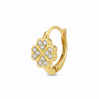 18K Gold Plated Clover Crystal Hoop Earrings - RACHIVA