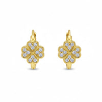 18K Gold Plated Clover Crystal Hoop Earrings - RACHIVA