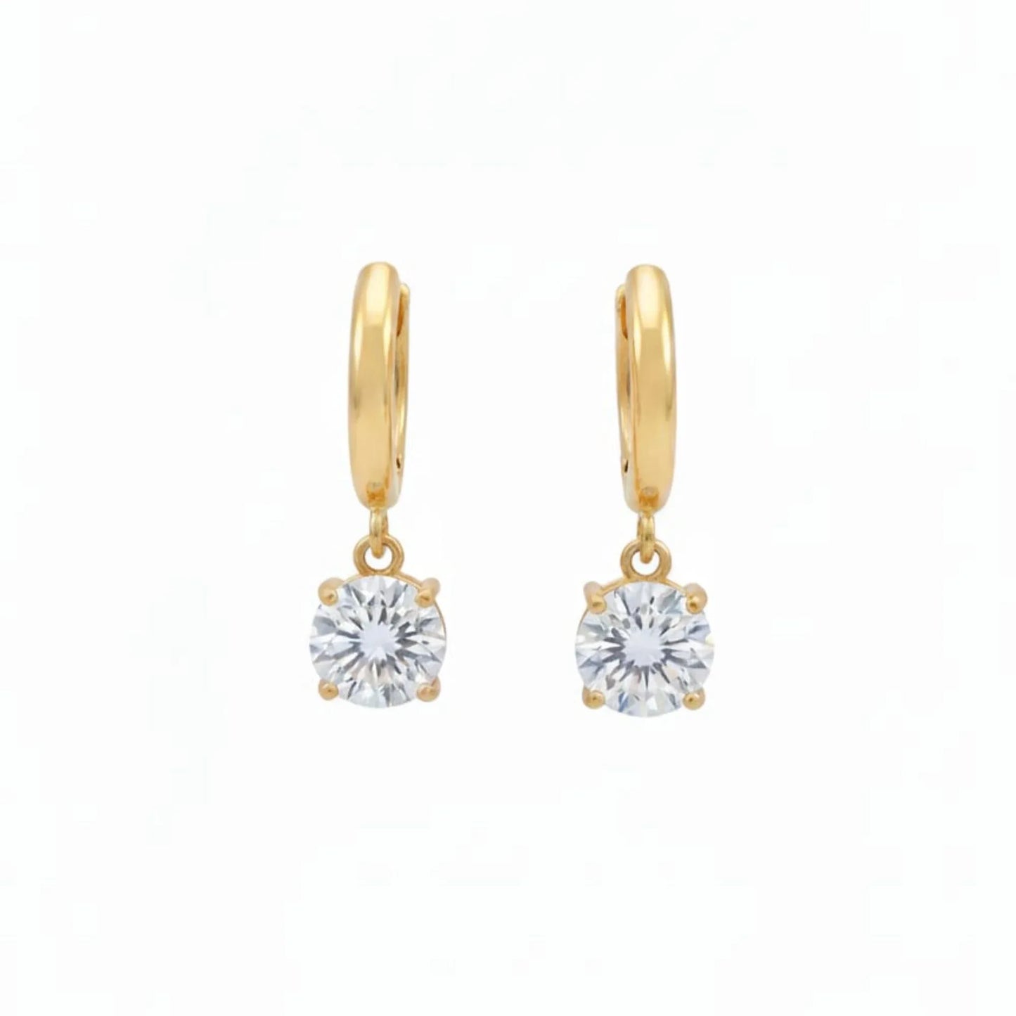 18K Gold Plated Heart Cut CZ Drop Earrings - RACHIVA