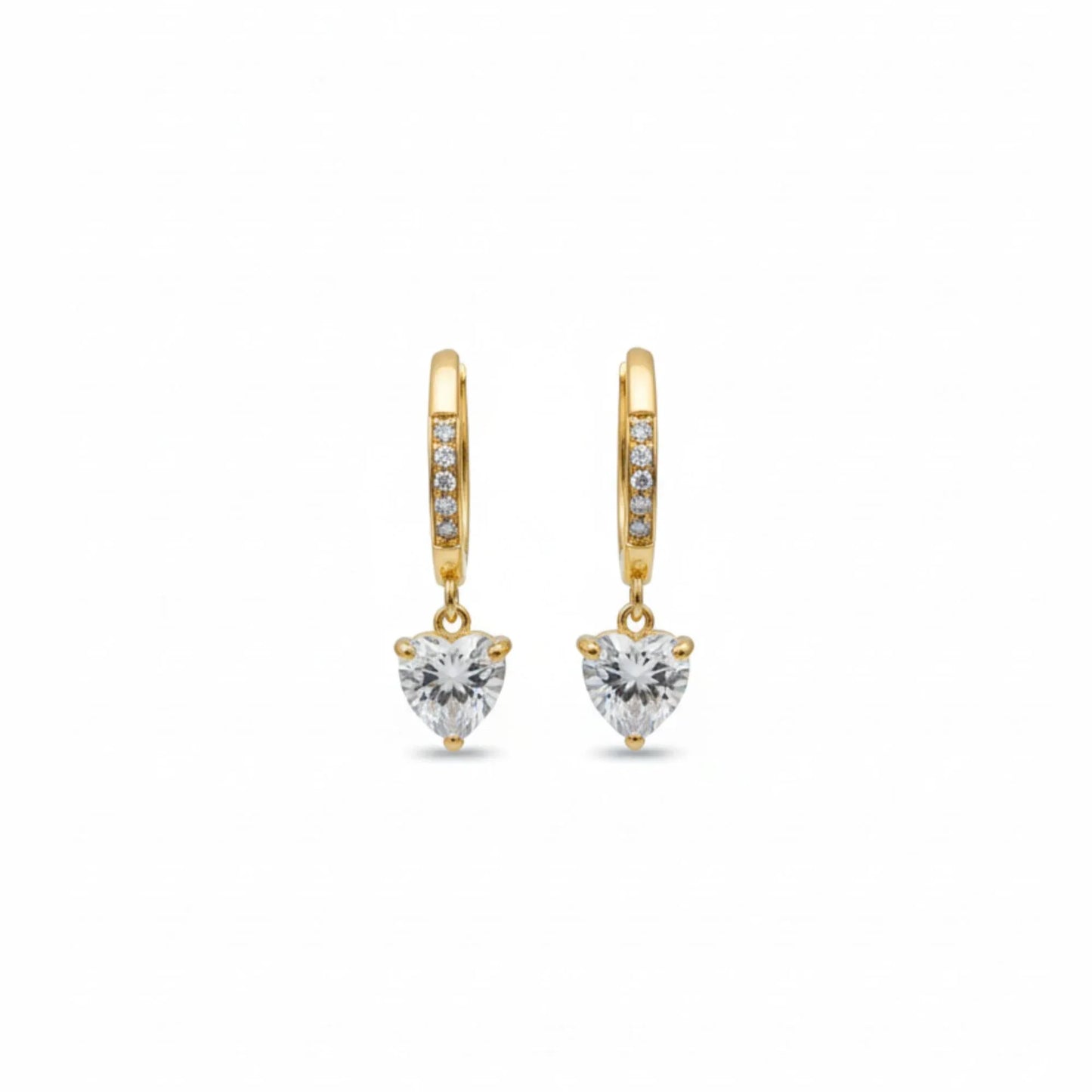 18K Gold Plated Round Solitaire Drop Earrings - RACHIVA
