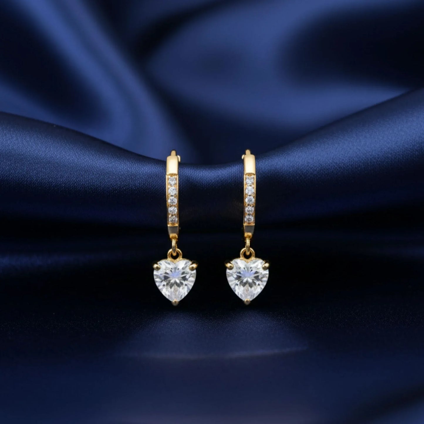 18K Gold Plated Round Solitaire Drop Earrings - RACHIVA