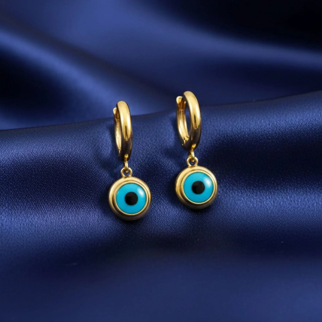 18K Gold Plated Evil Eye Drop Earrings