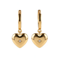18K Gold Plated Heart Charm Drop Earrings - RACHIVA