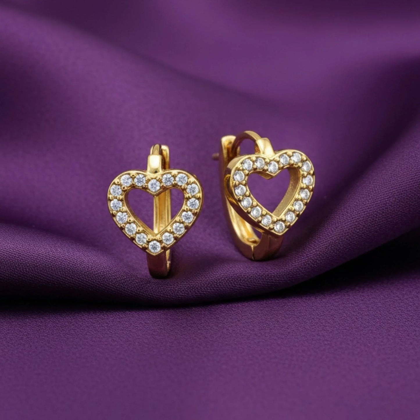 18K Gold Plated CZ Heart Outline Earrings - RACHIVA