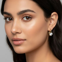 18K Gold Plated Classic Solitaire Hoop Earrings - RACHIVA