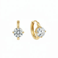 18K Gold Plated Classic Solitaire Hoop Earrings - RACHIVA