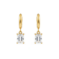 18K Gold Plated Emerald Cut Drop Earrings - RACHIVA