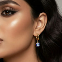 18K Gold Plated Evil Eye Dangler Earrings - RACHIVA