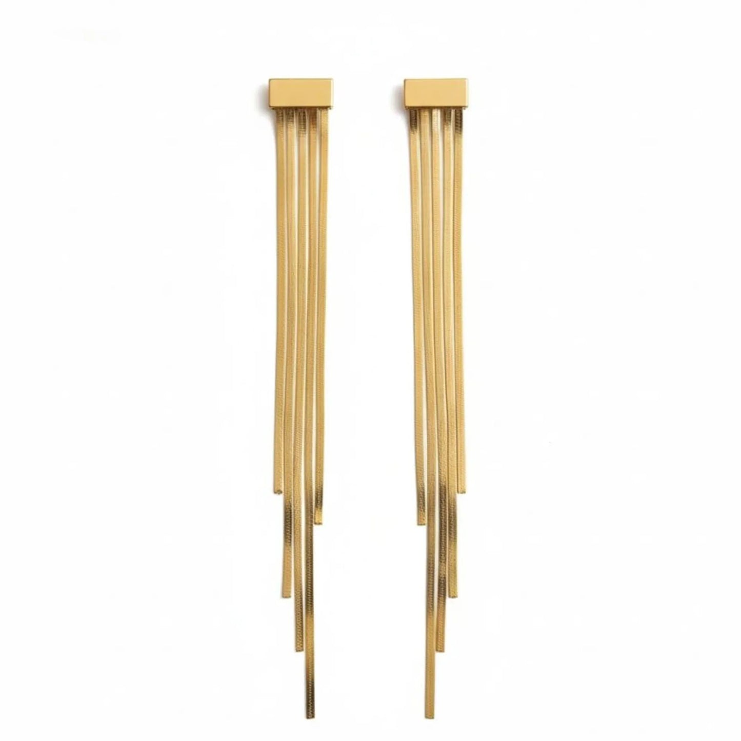 18K Gold Plated Long Bar Chain Earrings - RACHIVA