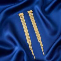 18K Gold Plated Long Bar Chain Earrings - RACHIVA
