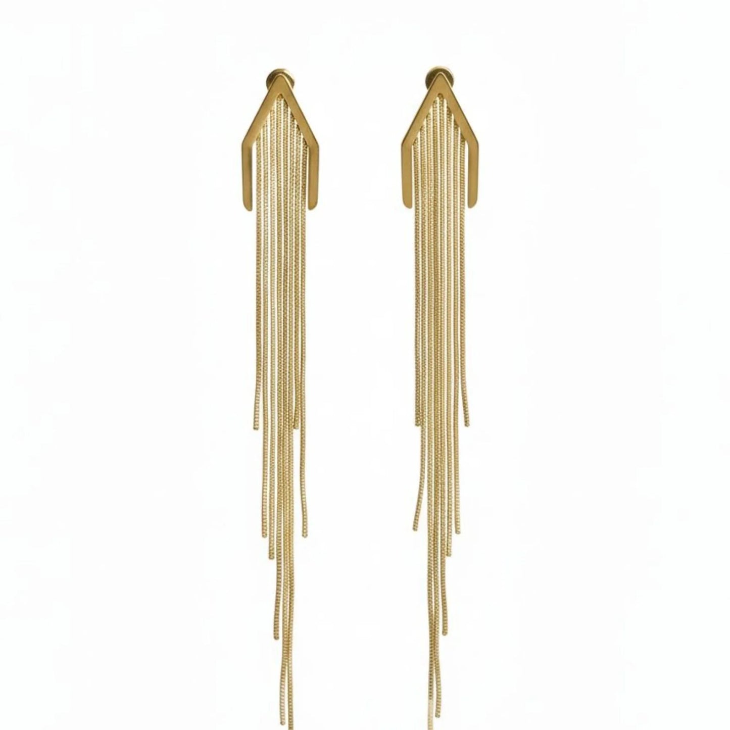 18K Gold Plated V Tassel Chain Earrings