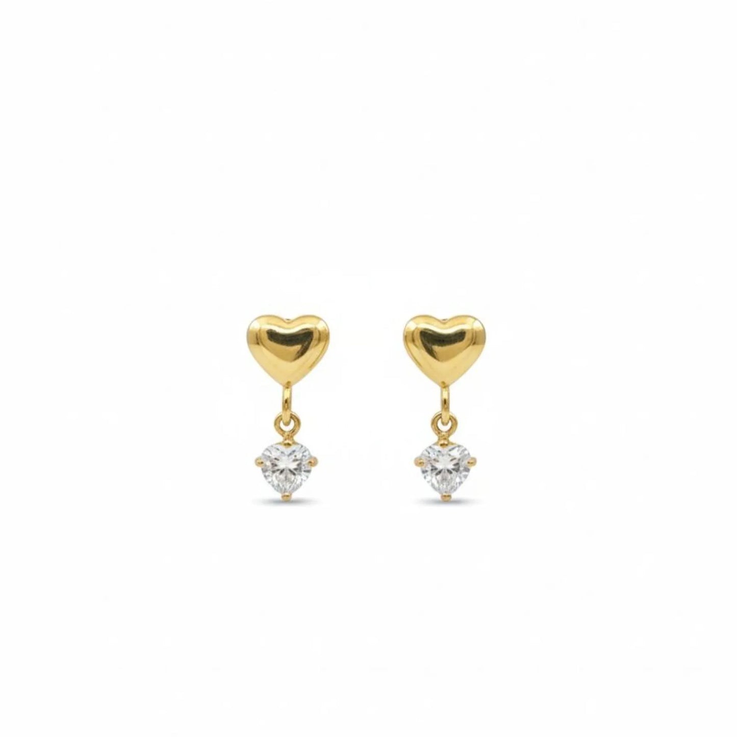 18K Gold Plated Mini Heart Solitaire Earrings - RACHIVA
