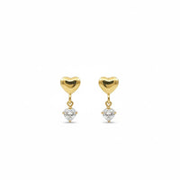 18K Gold Plated Mini Heart Solitaire Earrings - RACHIVA