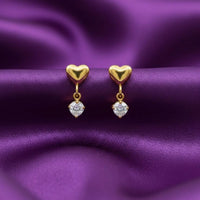 18K Gold Plated Mini Heart Solitaire Earrings - RACHIVA