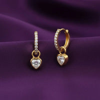 18K Gold Plated Heart Solitaire Hoop Earrings - RACHIVA