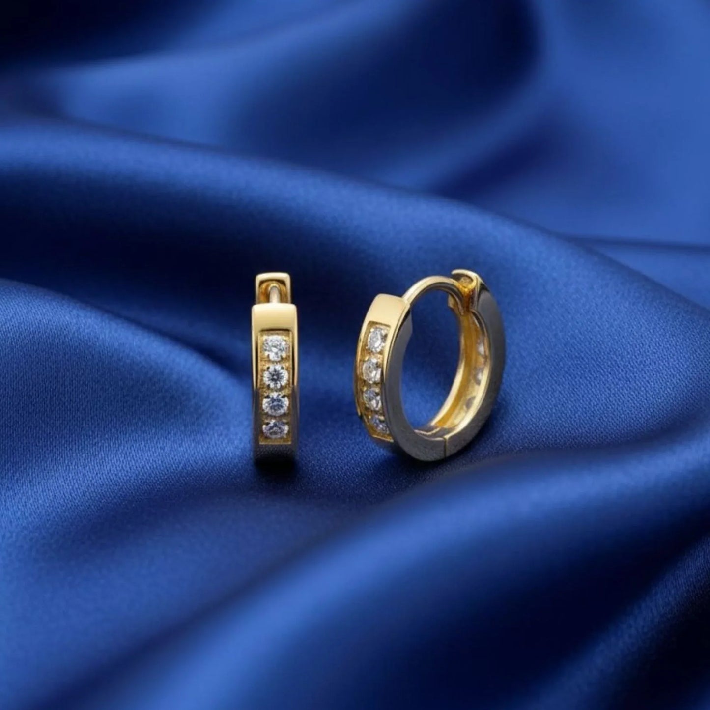 18K Gold Plated Channel Set Zircon Hoop Earrings - RACHIVA
