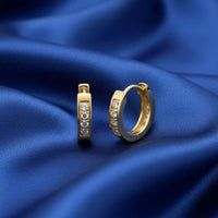 18K Gold Plated Channel Set Zircon Hoop Earrings - RACHIVA