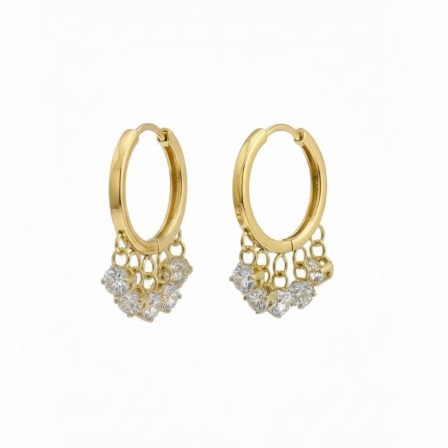 18K Gold Plated Cluster Drop Zircon Hoop Earrings - RACHIVA