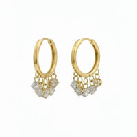 18K Gold Plated Cluster Drop Zircon Hoop Earrings - RACHIVA