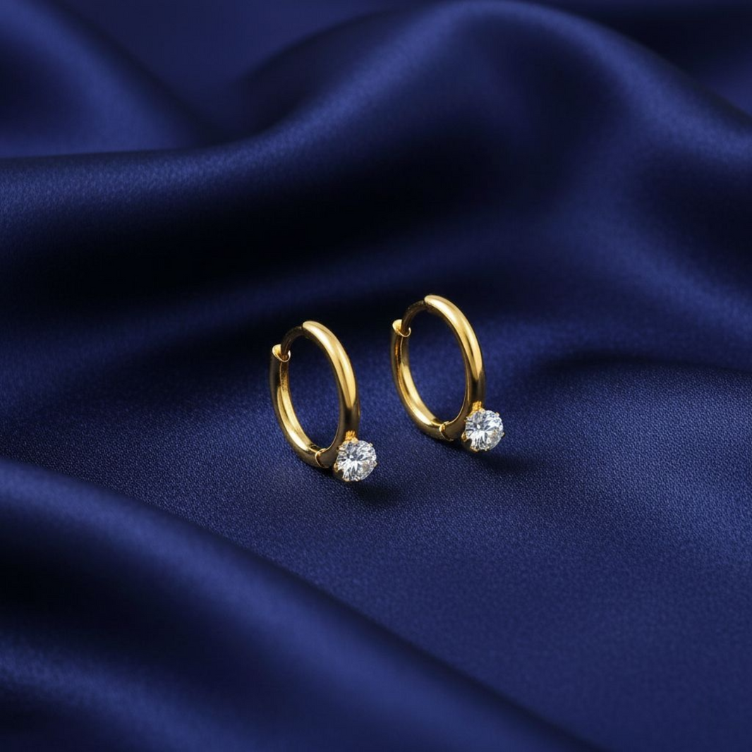 18K Gold Plated White Zircon Hoop Earrings