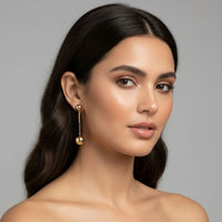 18K Gold Plated Long Ball Drop Earrings - RACHIVA
