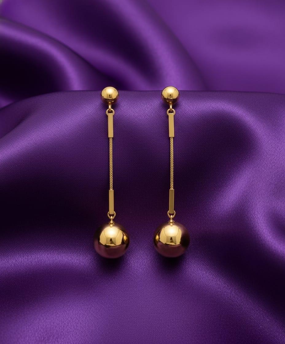 18K Gold Plated Long Ball Drop Earrings - RACHIVA