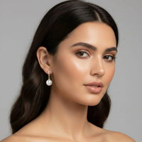 18K Gold Plated Pearl Drop Hoop Earrings - RACHIVA