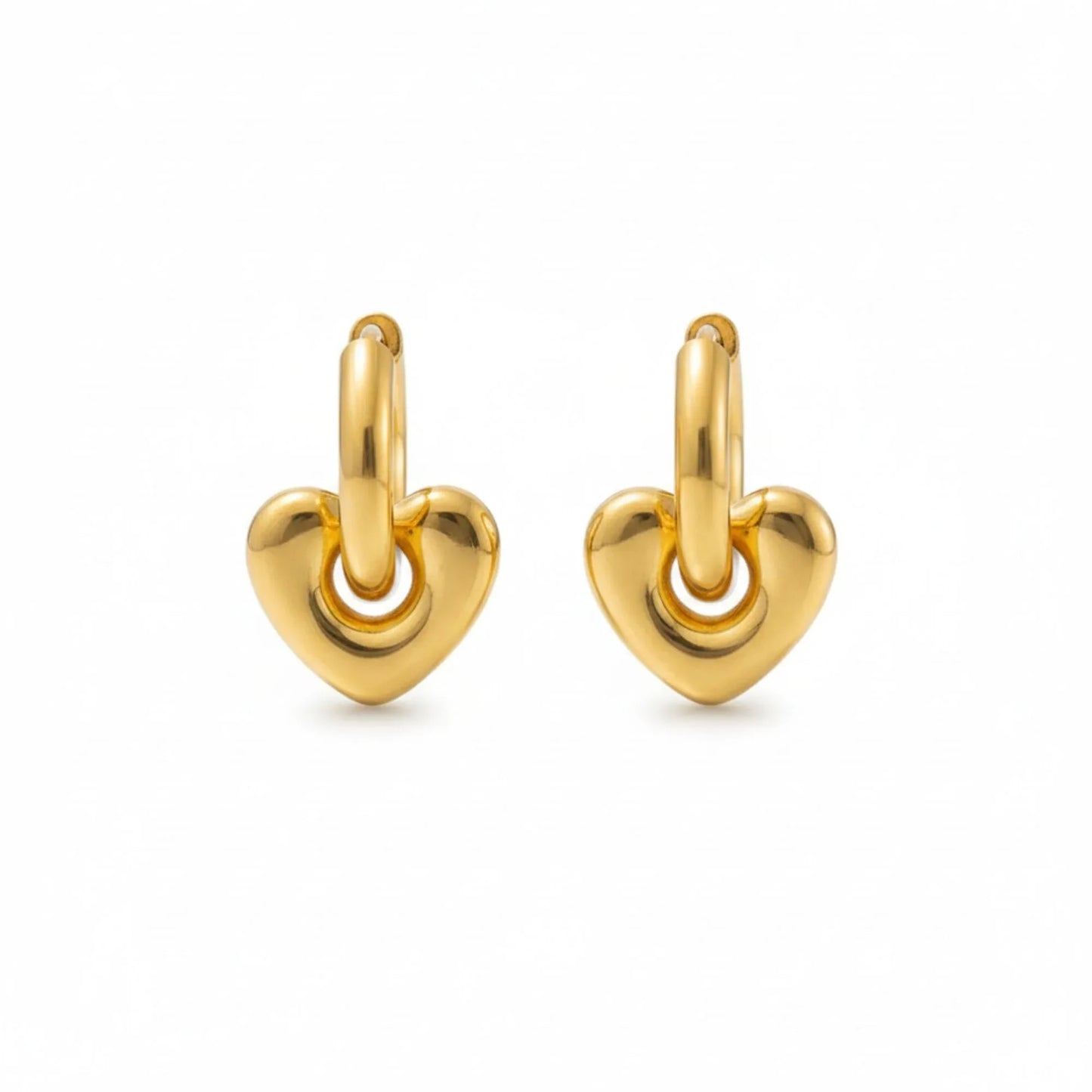 18K Gold Plated Puffy Heart Earrings - RACHIVA