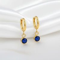 18K Gold Plated Blue Zircon Drop Hoop Earrings - RACHIVA