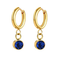 18K Gold Plated Blue Zircon Drop Hoop Earrings - RACHIVA