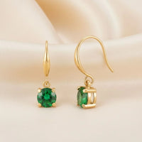 18K Gold Plated Green Zircon Hook Drop Earrings - RACHIVA