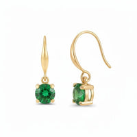18K Gold Plated Green Zircon Hook Drop Earrings - RACHIVA