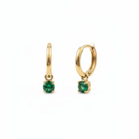 18K Gold Plated Green Zircon Petite Drop Hoop Earrings - RACHIVA