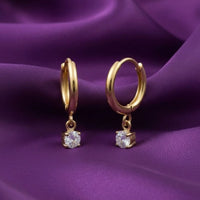 18K Gold Plated Clear Zircon Hoop Drop Earrings - RACHIVA