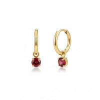 18K Gold Plated Red Zircon Hoop Drop Earrings - RACHIVA